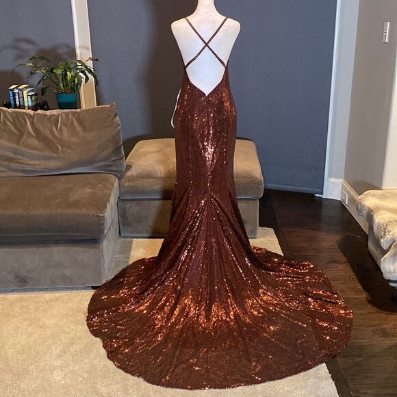 Women’s Gorgeous Fully Sequined Prom Party Dress Mermaid Fit & Train Size 4 NWT - Picture 5 of 11